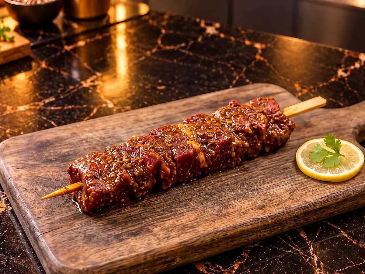Rib Eye Tikka, marinated and ready to grill