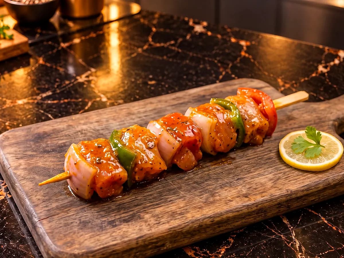 Chicken Shashlik, marinated and ready to grill