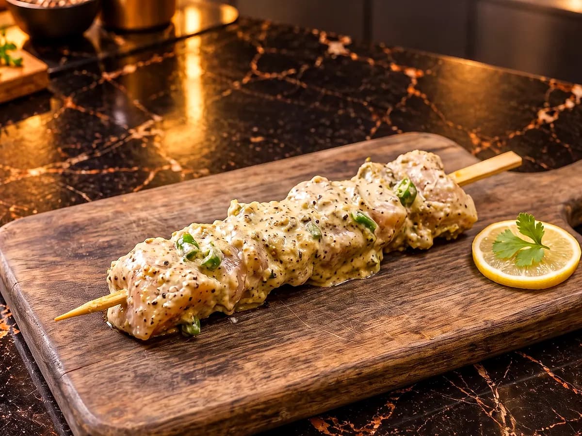 Malai Boti, marinated and ready to grill