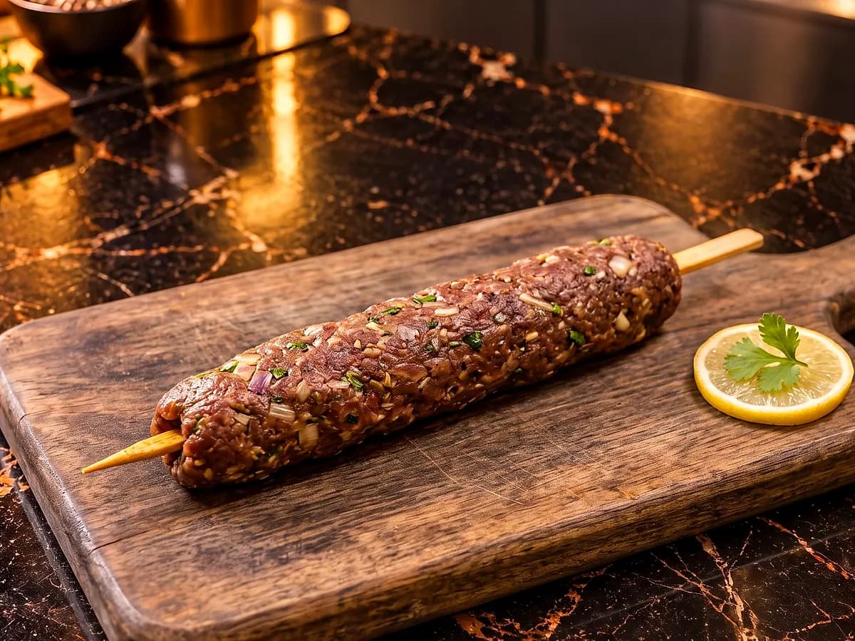 Mutton Seekh Kabab, marinated and ready to grill