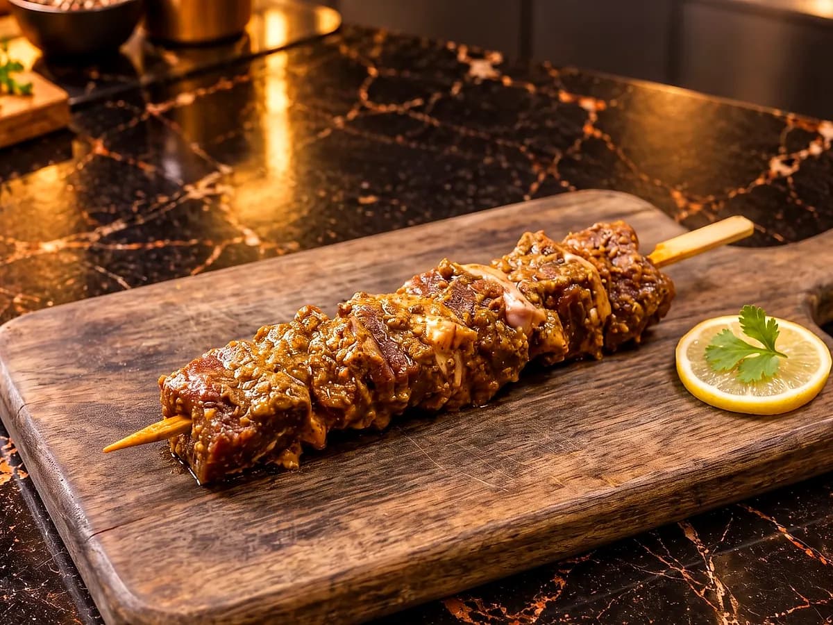 Mutton Namkeen Boti, marinated and ready to grill