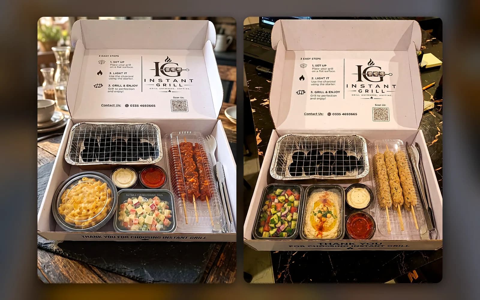 Everything that comes in an Instant Grill box laid out